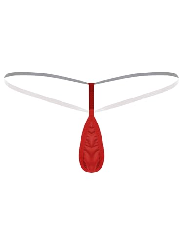 MSemis Damen Micro String Unterwäsche Transparente Spitzen-Tanga T-Back Mini Bikini verführerische Nachtwäsche Rot Einheitsgröße von MSemis