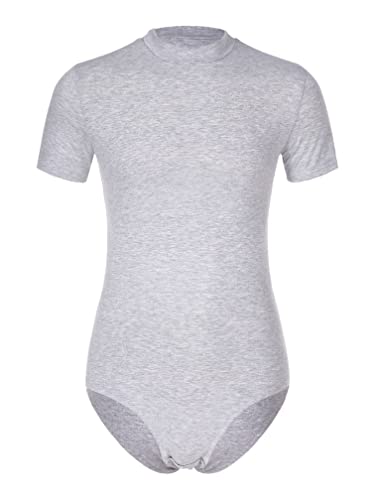 MSemis Herren Body Kurzarm/Ärmellos Hemdbody Baumwolle Bodysuit Overall Männer Unterhemd Poloshirt Slim Fit Unterwäsche M-4XL Grau A L von MSemis