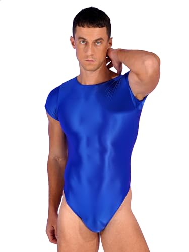 MSemis Herren Body Overall Muskel Shirt Stringbody Einteiler Bodysuit Männer Unterhemd Tank Top Dessous Unterwäsche Blau L von MSemis