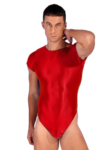 MSemis Herren Body Overall Muskel Shirt Stringbody Einteiler Bodysuit Männer Unterhemd Tank Top Dessous Unterwäsche Burgundy L von MSemis