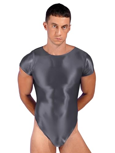 MSemis Herren Body Overall Muskel Shirt Stringbody Einteiler Bodysuit Männer Unterhemd Tank Top Dessous Unterwäsche Dark Grey L von MSemis