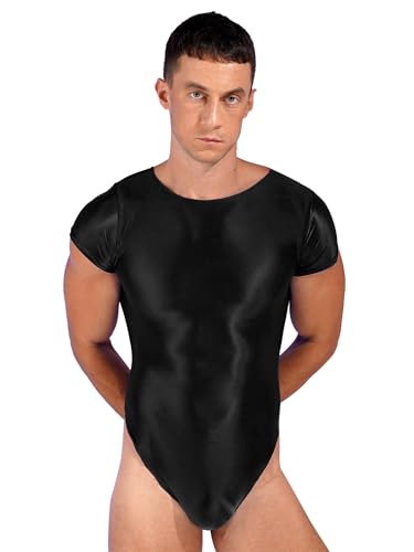 MSemis Herren Body Overall Muskel Shirt Stringbody Einteiler Bodysuit Männer Unterhemd Tank Top Dessous Unterwäsche Schwarz L von MSemis