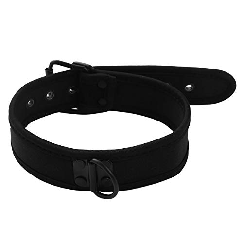 MSemis Herren Damen Halsband Choker Einstellbar Halskette Gothic Punk Halsbänder mit Metall D-Ring Hund Welpenhalsband Rollenspiel Sex Spielzeug für Paare in 5 Farben Schwarz Einheitsgröße von MSemis