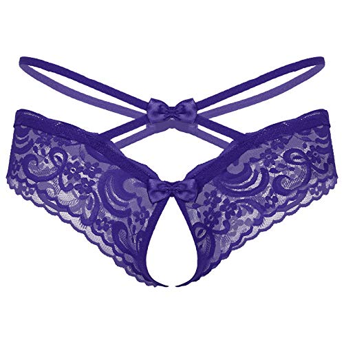 MSemis Herren Spitze Slip Ouvert String Tanga Männer Unterhose Sexy Panties Bikini Briefs Sissy Dessous Unterwäsche Erotik Underwear A Violett Einheitsgröße von MSemis