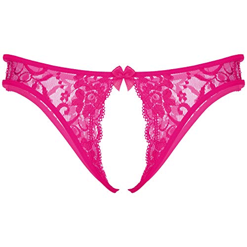 MSemis Herren Spitze Slip Ouvert String Tanga Männer Unterhose Sexy Panties Bikini Briefs Sissy Dessous Unterwäsche Erotik Underwear Hot Rosa Einheitsgröße von MSemis