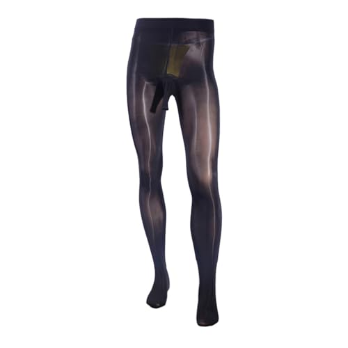 MSemis Herren Strumpfhose Männer Lang Unterhose Pantyhose Unterwäsche Sexy Strumpfhose Leggings Pants Hosen Transparent Nylon Strumpfhose Schwarz L von MSemis