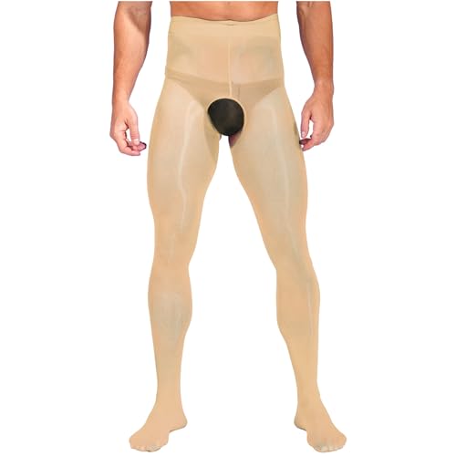 MSemis Herren Unterwäsche Sxy Glänzend Strumpfhose Transparent Feinstrumpfhose Nylonstrumpfhose Ouvert Hose Strumpfhose Lange Unterhosen Nackt Einheitsgröße von MSemis