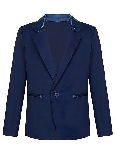 MSemis Jungen Blazer Jacke Gentleman Smoking Anzug Sakko Kinder Anzugmantel Anlass Kleidung Für Hochzeit Geburtstag Party Festzug Marineblau 146-152 von MSemis