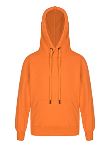 MSemis Jungen Hoodie Sweatjacke Basic Einfarbig Baumwoll Langarm Kapuzenjacke für Kinder Orange 134-140 von MSemis