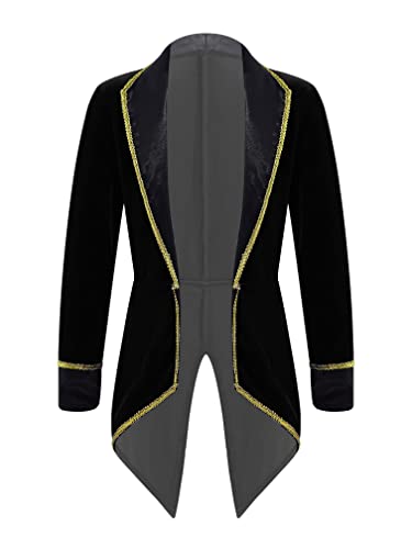 MSemis Kinder Jungen Mädchen Prinz Kostüm Smoking Anzug Jacke Frack Kinder Halloween Party Cosplay Outfits Schwarz 128 von MSemis