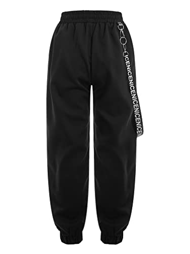 MSemis Kinder Mädchen Cargo Hose Tanzhose Slim Fit Jogginghose mit Elastischem Bund Hip Hop Jazz Freizeithose Schwarz 134-140/9-10 Jahre von MSemis