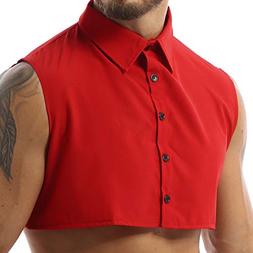 MSemis Krageneinsatz Männer Herren Kragen Abnehmbarer Hälfte Hemd Blusen Tops Einfarbige Gefälschter Kragen In Baumwolle Weiß/Schwarz/Rot Burgundy XXL von MSemis