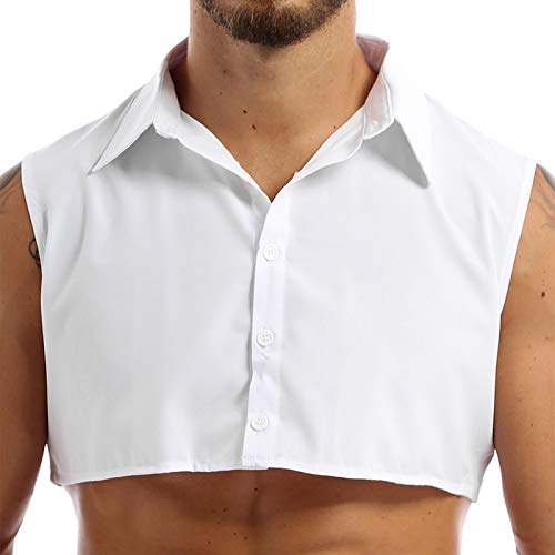 MSemis Krageneinsatz Männer Herren Kragen Abnehmbarer Hälfte Hemd Blusen Tops Einfarbige Gefälschter Kragen In Baumwolle Weiß/Schwarz/Rot Weiß XXL von MSemis