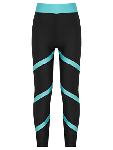 MSemis Mädchen Jogginghose Lange Leggings Sport Hosen mit Buchstaben Gedruckt für Gym Yoga Tanz Laufen Grün B 134-140 von MSemis