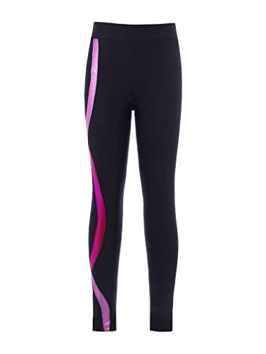 MSemis Mädchen Jogginghose Lange Leggings Sport Hosen mit Buchstaben Gedruckt für Gym Yoga Tanz Laufen Hot Pink A 134-140 von MSemis