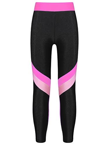 MSemis Mädchen Jogginghose Lange Leggings Sport Hosen mit Buchstaben Gedruckt für Gym Yoga Tanz Laufen Rosa BB 110-116 von MSemis