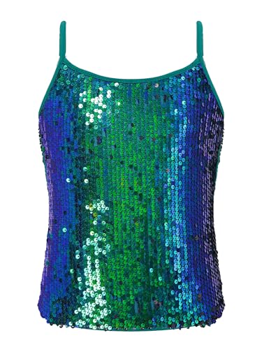 MSemis Mädchen Unterhemd Glitzer Pailletten Tank Top Trägershirt Verstellbare Fasching Party Jazz Oberteil Gold/Silber/Schwarz/Lila/Blau Grün C 158-164 MSemis Mädchen Unterhemd Glitzer Pailletten Tank Top Trägershirt Verstellbare Fasching Party Jazz Oberteil Gold/Silber/Schwarz/Lila/Blau Grün C 158-164 von MSemis