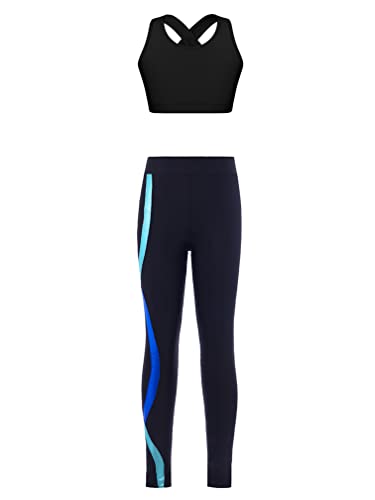 MSemis Teenager Mädchen Jogginganzug Trainingsanzug Sportanzug Jogger Crop Top Sport BH Weste mit Leggings Streetwear für Tanz Yoga Jogging Königsblau I 134-140 von MSemis