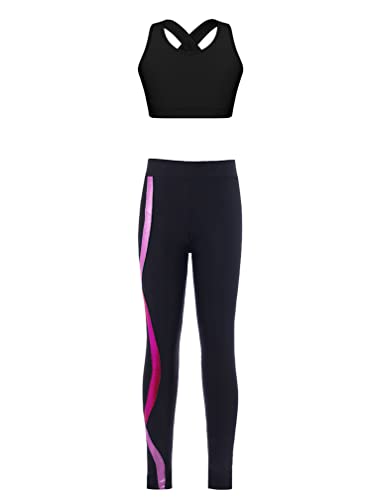 MSemis Teenager Mädchen Jogginganzug Trainingsanzug Sportanzug Jogger Crop Top Sport BH Weste mit Leggings Streetwear für Tanz Yoga Jogging Rose I 146-152 von MSemis