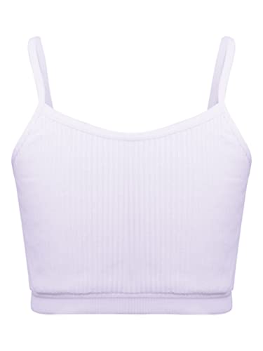 MSemis Teenager Mädchen Sport BH Bustier Crop Top Baumwolle Sport Bra mit Pads Trägertop Tank top Yoga Jogging Tanz Oberteil Gr.98-164 I Helles Lila 140-152 von MSemis