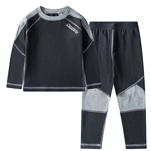 MSemis Thermo-Unterwäsche Set für Kinder Unisex Warme Wäsche Langärmligem Rundhalsausschnitt Oberteil + Langer Unterhose Leggings Kinderset Dunkelgrau 110-116 MSemis Thermo-Unterwäsche Set für Kinder Unisex Warme Wäsche Langärmligem Rundhalsausschnitt Oberteil + Langer Unterhose Leggings Kinderset Dunkelgrau 110-116 von MSemis