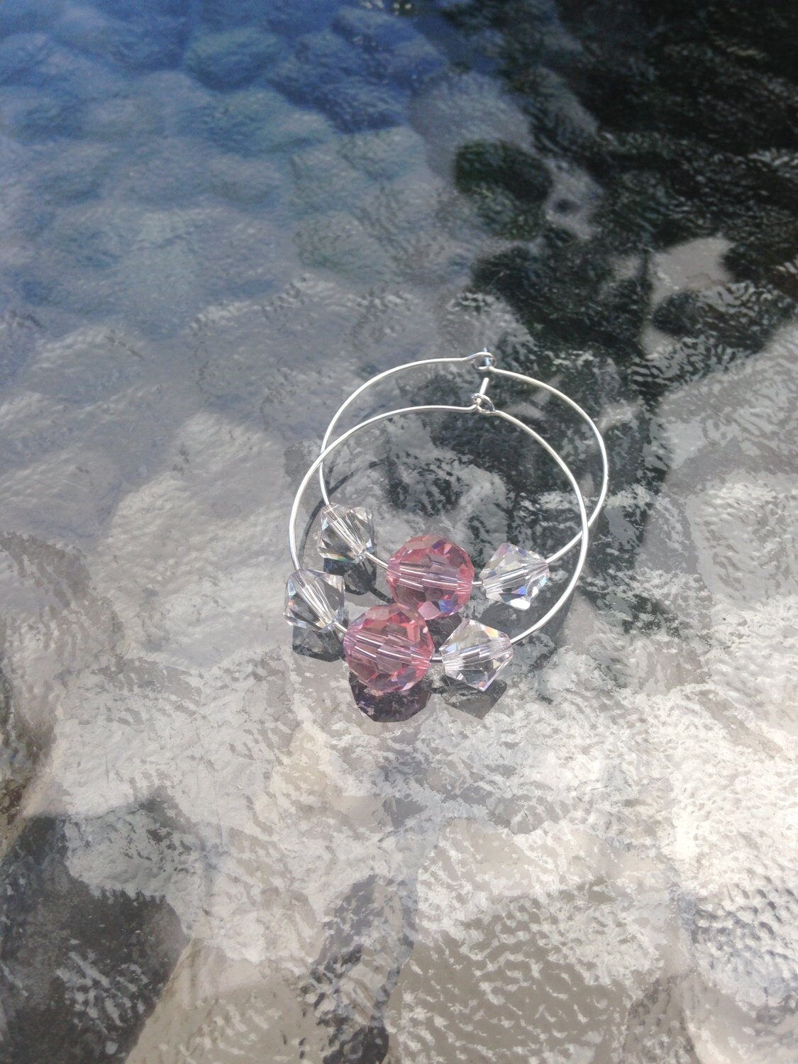 Rosa Und Klare Swarovski Kristall Creolen Rosa Und Klare Swarovski Kristall Creolen von MSnowsDesigns