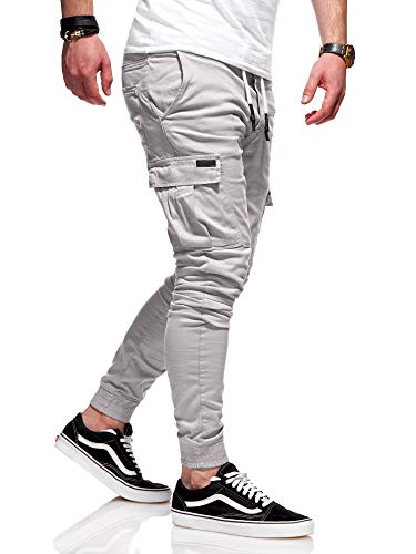 Rello & Reese Herren Cargo Chinohose Jogger Hose JN-3839 [Grau, W34] von Rello & Reese