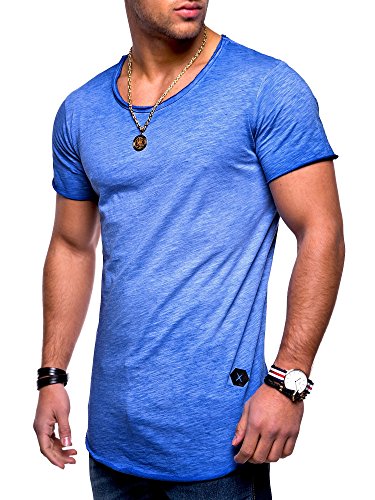 Rello & Reese Herren Oversize T-Shirt Crew Rundhals MT-7103 [Blau, L] von Rello & Reese