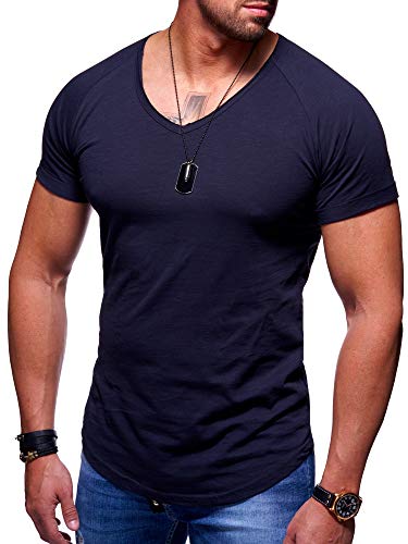 MT Styles Herren Oversize T-Shirt V-Neck Raglan Longline MT-7116 [Dunkelblau, von Rello & Reese