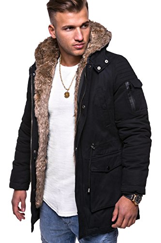 MT Styles Winter Parka mit Fell-Imitat Jacke Mantel E-1711 [Schwarz, L] von MT Styles