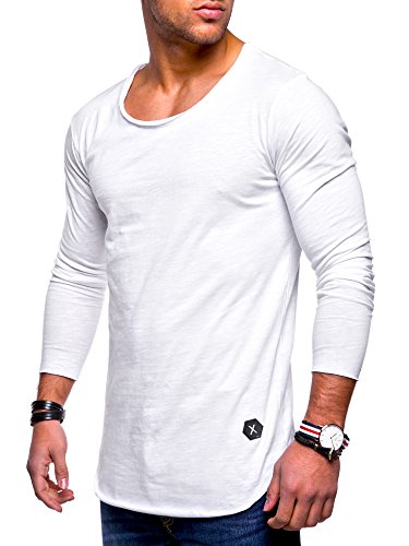 Rello & Reese Herren Oversize Longsleeve Crew Neck Sweatshirt T-Shirt MT-7315 [Weiß, 3XL] von MT Styles