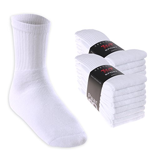 MT Damen und Herren Sport- und Freizeitsocken (16 Paar) Tennissocken - Weiss 35-38 von MT