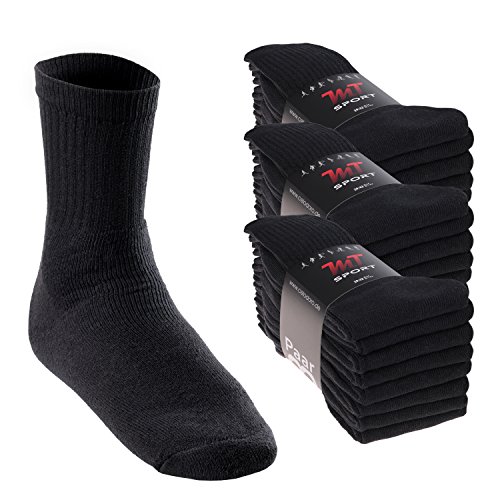 MT Damen und Herren Sport- und Freizeitsocken (24 Paar) Tennissocken - Schwarz 39-42 von MT