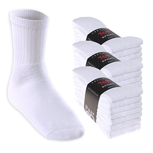 MT Damen und Herren Sport- und Freizeitsocken (24 Paar) Tennissocken - Weiss 35-38 von MT