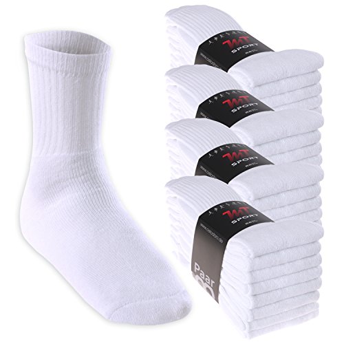 MT Damen und Herren Sport- und Freizeitsocken (32 Paar) Tennissocken - Weiss 43-46 von MT