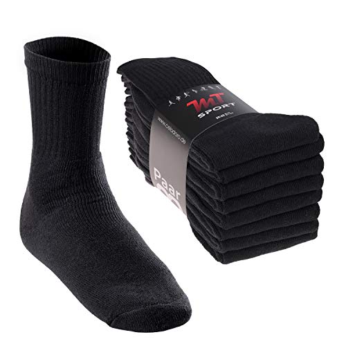 MT Damen und Herren Sport- und Freizeitsocken (8 Paar) Tennissocken - Schwarz 35-38 von MT