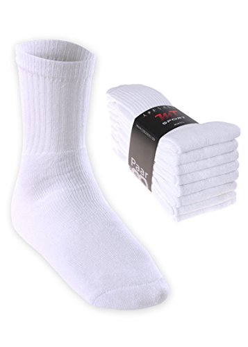 MT Damen und Herren Sport- und Freizeitsocken (8 Paar) Tennissocken - Weiss 35-38 von MT