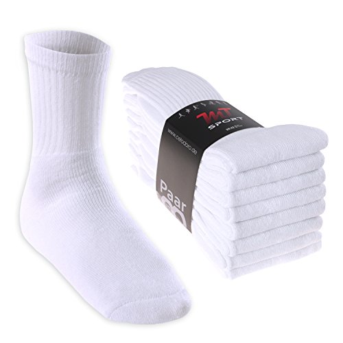 MT Damen und Herren Sport- und Freizeitsocken (8 Paar) Tennissocken - Weiss 39-42 von MT