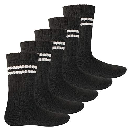 MT Kinder Sport- und Freizeitsocken (5 Paar) Tennissocken für Mädchen und Jungen - Schwarz 27-30 von MT