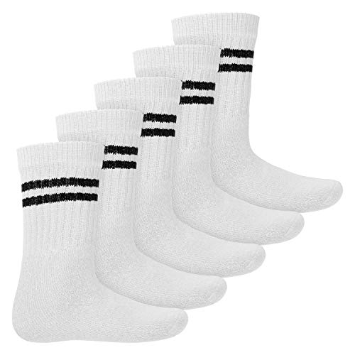 MT Kinder Sport- und Freizeitsocken (5 Paar) Tennissocken für Mädchen und Jungen - Weiss 27-30 von MT