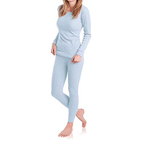 MT Damen Ski- & Thermowäsche Set - warme Unterwäsche Langarm mit weicher Innenseite - Ice Blue L von MT