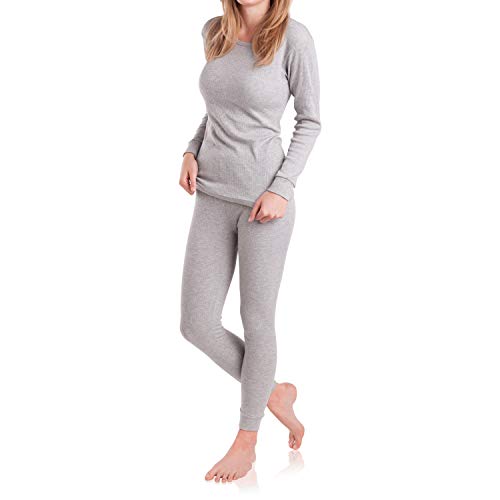 MT Damen Ski- & Thermowäsche Set - warme Unterwäsche Langarm mit weicher Innenseite - Sports Grey L von MT