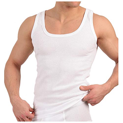 MT 6er Pack Herren Unterhemd DOPPELRIPP Classic Tank Top Weiss Größe 4XL von MT