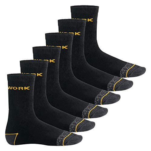 MT Herren Arbeits- und Freizeitsocken (6 Paar), Robuste Work Socken - Schwarz-Gelb 43-46 von MT