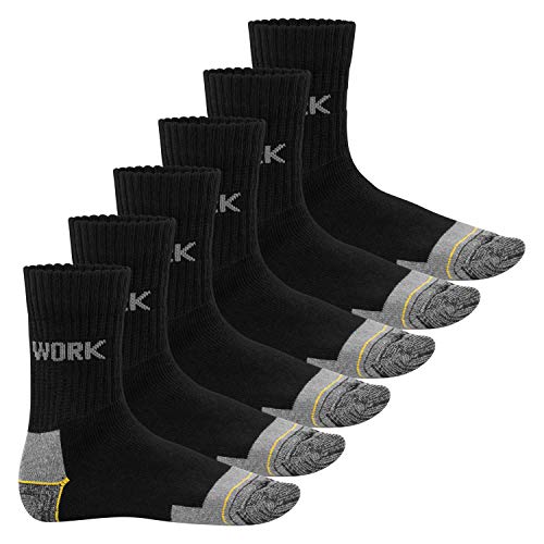 MT Herren Arbeits- und Freizeitsocken (6 Paar), Robuste Work Socken - WORK-Logo 47-50 von MT