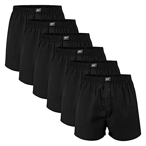 MT Herren Web Boxershorts (6er Pack) American Boxer gewebt aus Baumwolle - Schwarz 3XL von MT