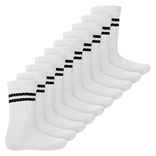 MT Kinder Sport- und Freizeitsocken (10 Paar) Tennissocken für Mädchen und Jungen - Weiss 27-30 von MT