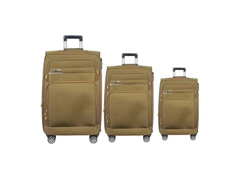 MTB Kofferset Reisekoffer Handgepäck Tasche Trolley Koffer Stoffkoffer 3er Set, (Spar-Set, 360 Grad Rollen), Dehnungsfuge, Extra leicht, Extrem Robust, Raumteiler von MTB