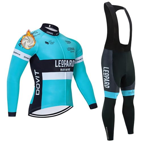 Herren Radtrikot Set Fahrrad Trikot Langarm + Radhose mit Sitzpolster Fahrradbekleidung MTB Sportanzug Fleecefutter von MTBHW