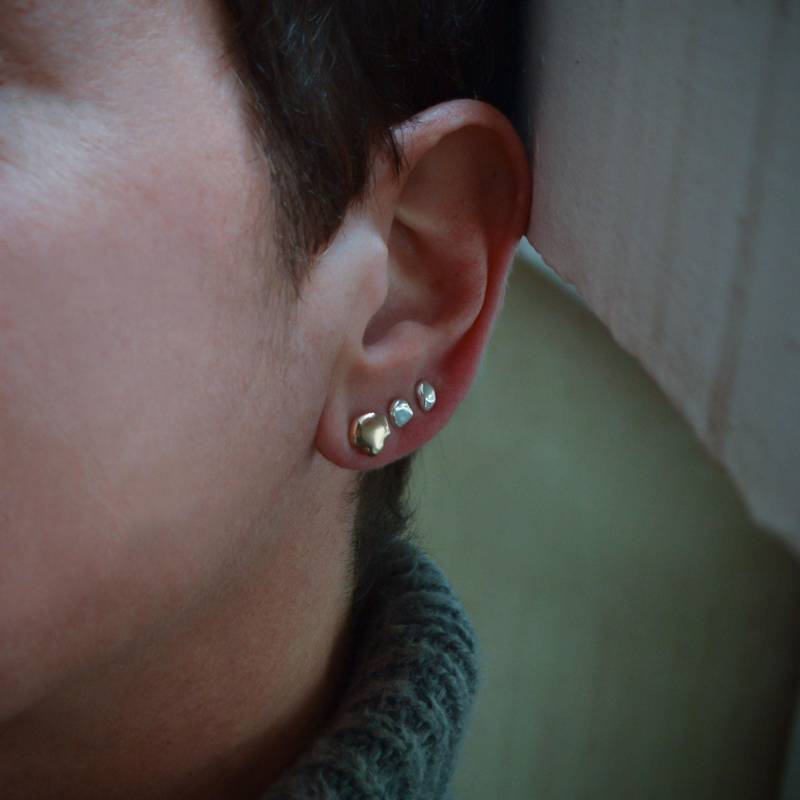 Zero Waste Two-Tone Blobs Ohrstecker Set - Unregelmäßige Aus Sterlingsilber Und Bronze von MTCstudio